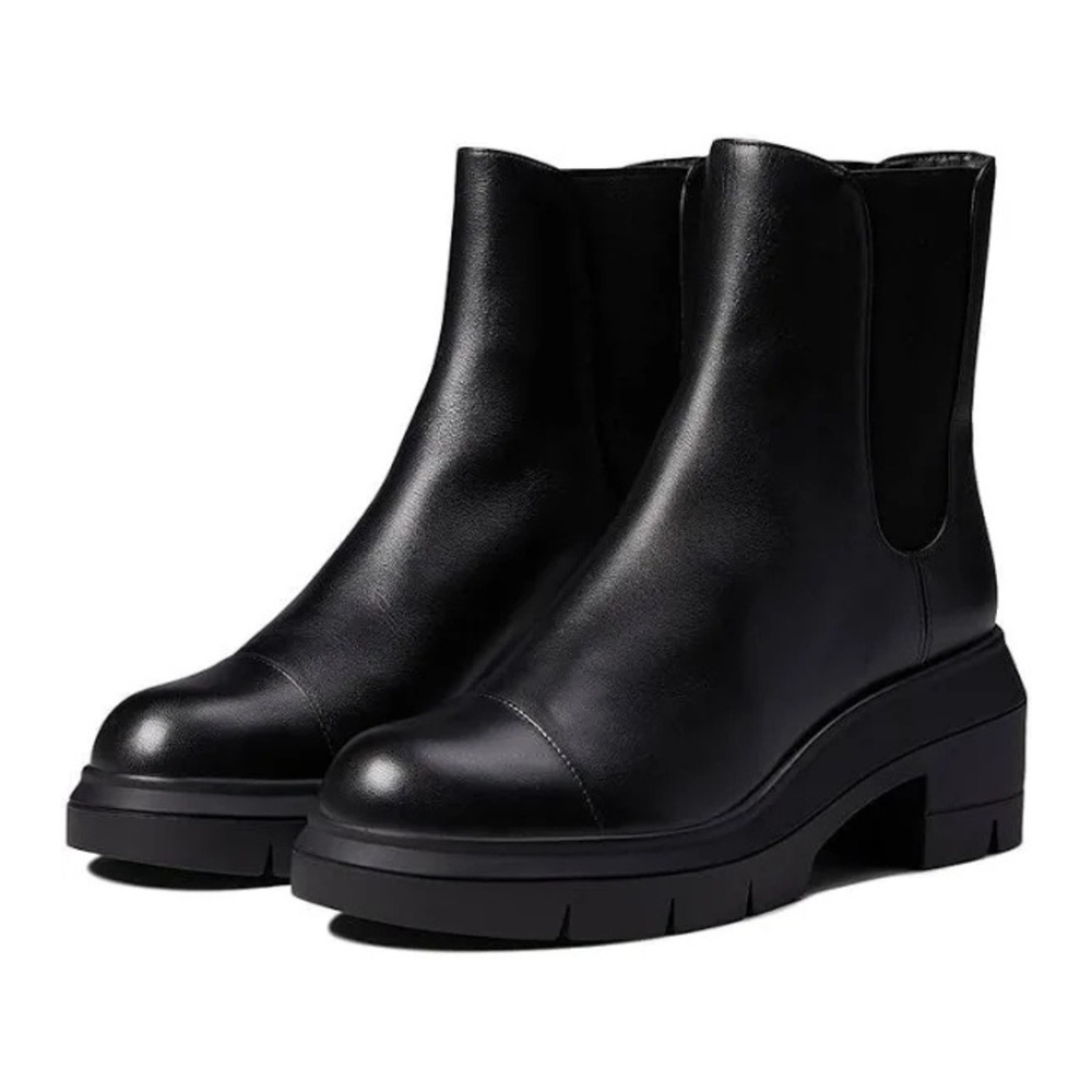 Stuart Weitzman Black Chelsea Ankle Boots with Chunky Heel 9.5